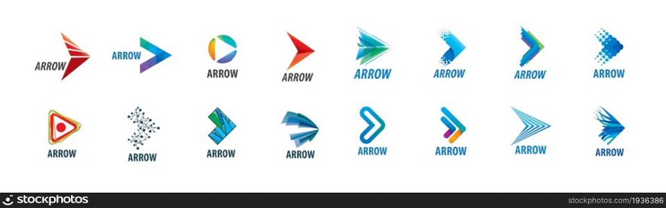A set of vector abstract logos in the form of arrows.. A set of vector abstract logos in the form of arrows
