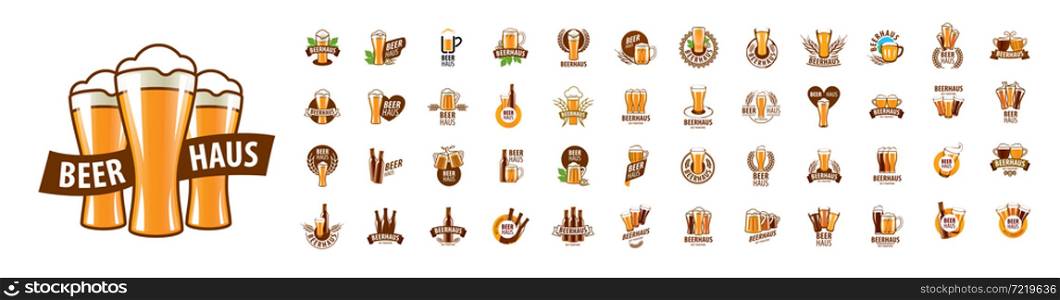 A set of vector Beer logos on a white background.. A set of vector Beer logos on a white background