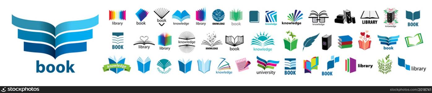A set of vector Book logos on a white background.. A set of vector Book logos on a white background
