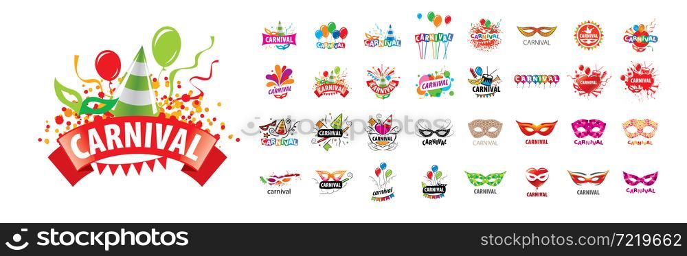 A set of vector carnival logos on a white background.. A set of vector carnival logos on a white background