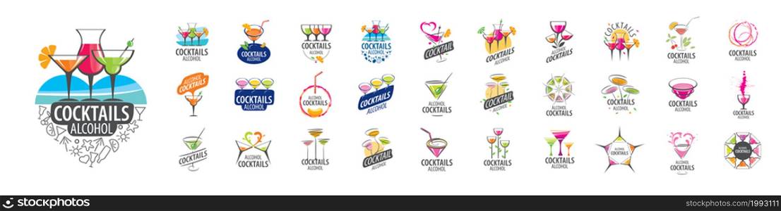 A set of vector Cocktail logos on a white background.. A set of vector Cocktail logos on a white background