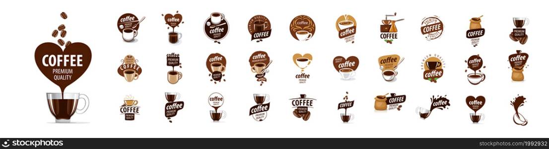 A set of vector Coffee logos on a white background.. A set of vector Coffee logos on a white background