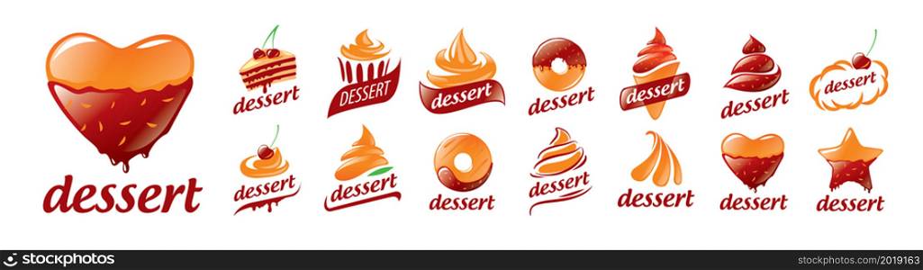 A set of vector Dessert logos on a white background.. A set of vector Dessert logos on a white background