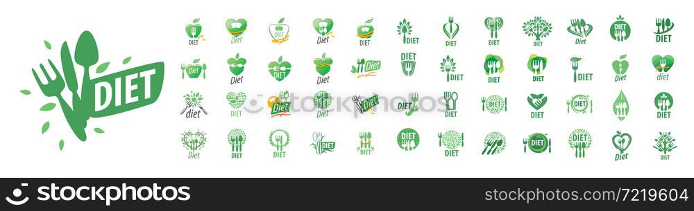 A set of vector Diet logos on a white background.. A set of vector Diet logos on a white background