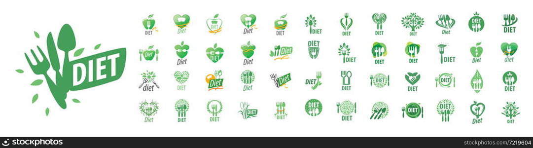 A set of vector Diet logos on a white background.. A set of vector Diet logos on a white background