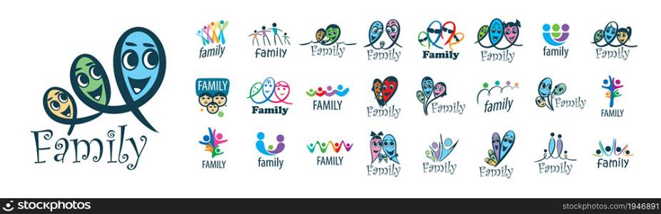 A set of vector Family logos on a white background.. A set of vector Family logos on a white background
