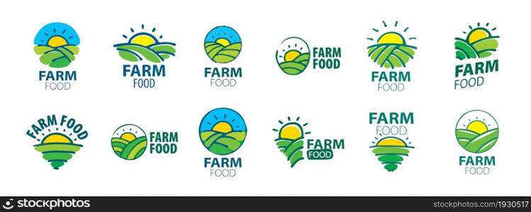A set of vector Farm food logos on a white background.. A set of vector Farm food logos on a white background