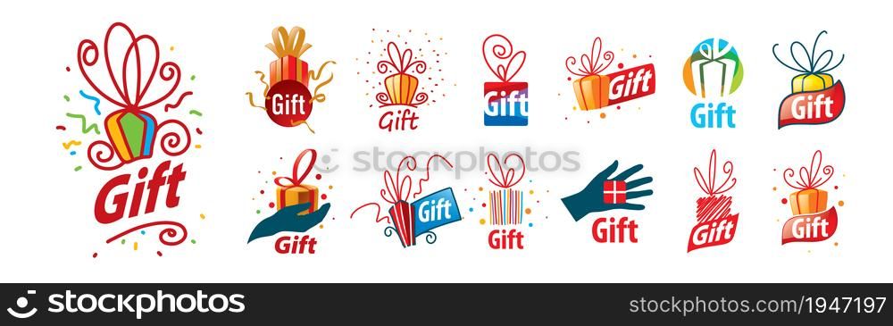 A set of vector gift icons on a white background.. A set of vector gift icons on a white background