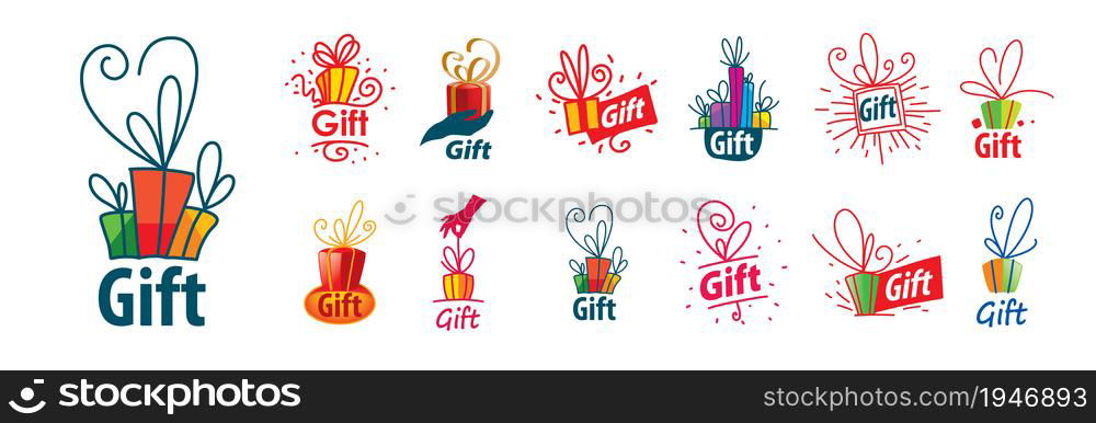 A set of vector gift logos on a white background.. A set of vector gift logos on a white background