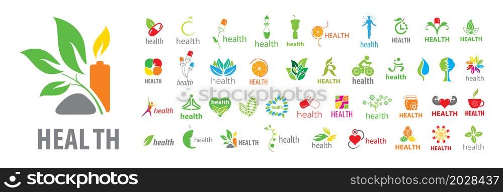 A set of vector health logos on a white background.. A set of vector health logos on a white background