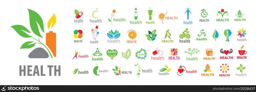 A set of vector health logos on a white background.. A set of vector health logos on a white background