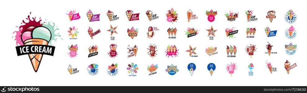 A set of vector Ice cream logos on a white background.. A set of vector Ice cream logos on a white background