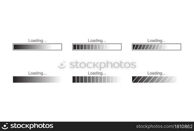 A set of vector icons for the loading bar. Flat style