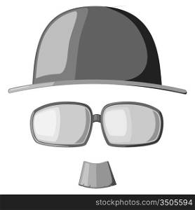 A set of vector images mustache, glasses and hats