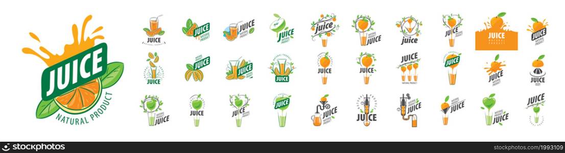 A set of vector Juice logos on a white background.. A set of vector Juice logos on a white background
