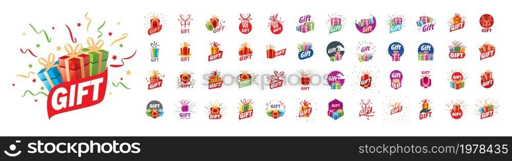 A set of vector logos Gift on a white background.. A set of vector logos Gift on a white background
