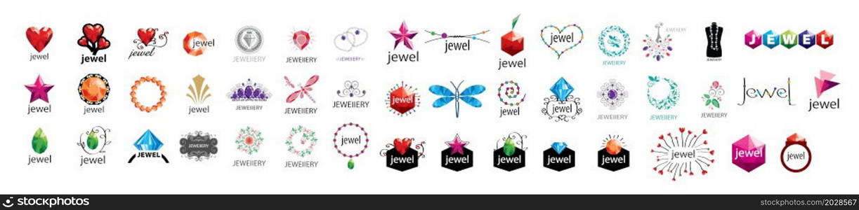 A set of vector logos jewels on a white background.. A set of vector logos jewels on a white background