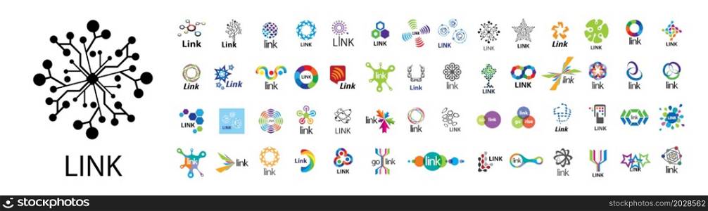 A set of vector logos link communication on a white background.. A set of vector logos link communication on a white background