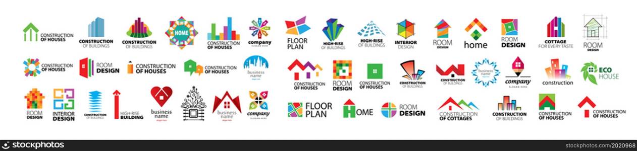 A set of vector logos of construction and home improvement.. A set of vector logos of construction and home improvement