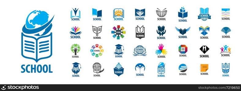 A set of vector logos of schools on a white background.. A set of vector logos of schools on a white background