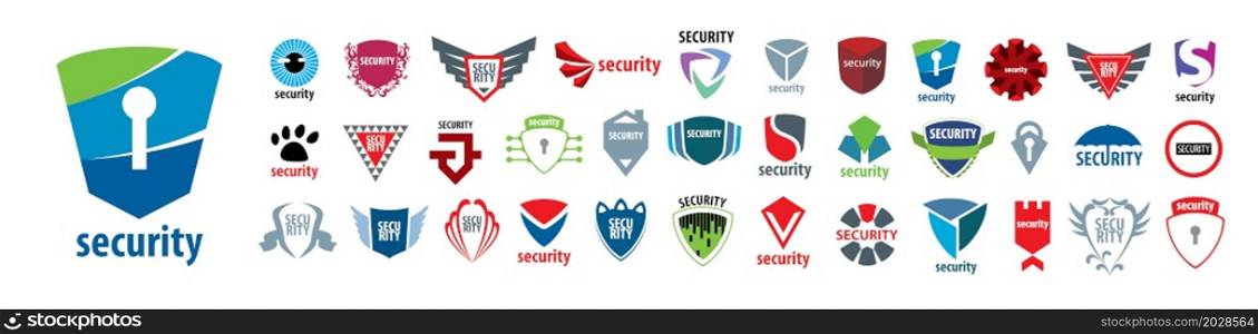 A set of vector logos protection on a white background.. A set of vector logos protection on a white background