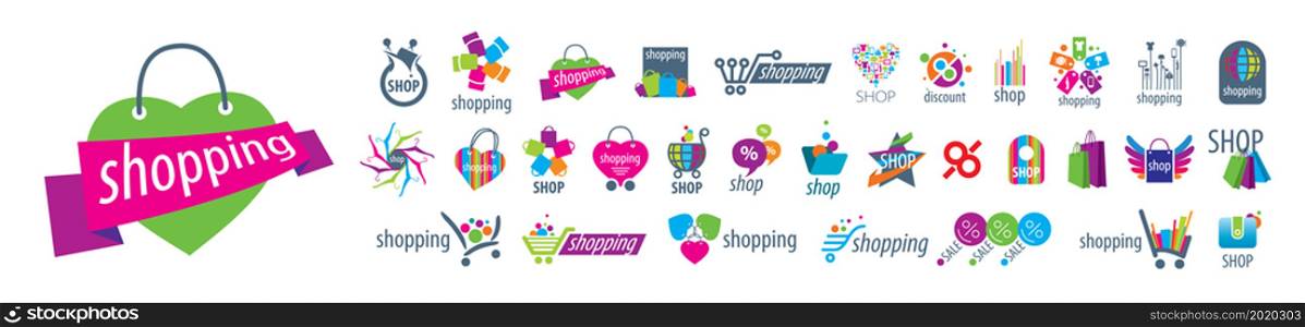 A set of vector logos Shopping on a white background.. A set of vector logos Shopping on a white background