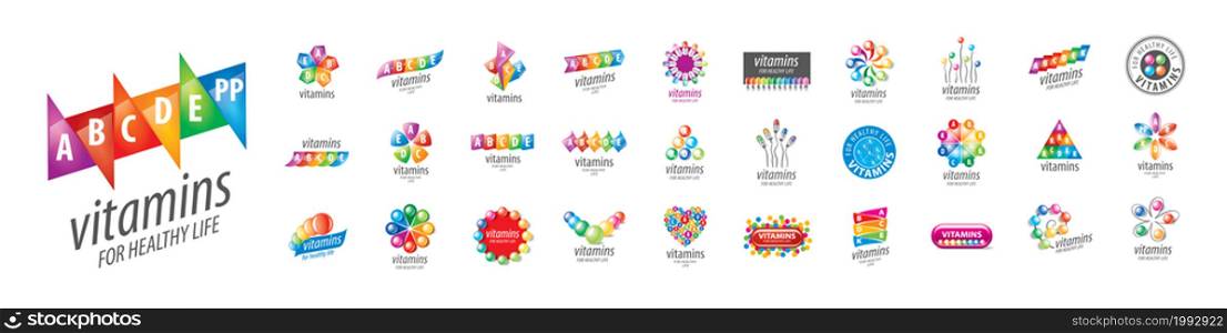 A set of vector logos Vitamins on a white background.. A set of vector logos Vitamins on a white background