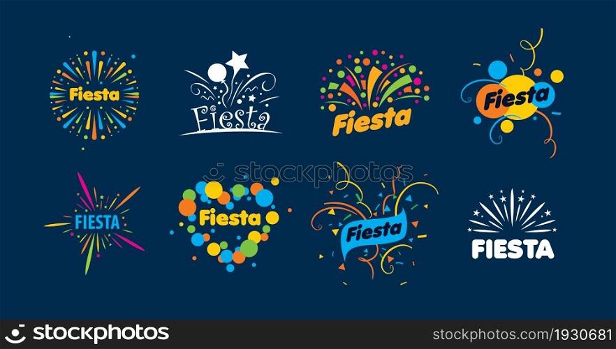A set of vector logos with fireworks.. A set of vector logos with fireworks