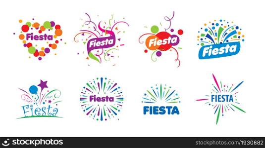 A set of vector logos with fireworks.. A set of vector logos with fireworks