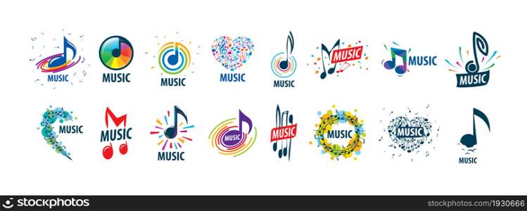A set of vector logos with musical notes.. A set of vector logos with musical notes