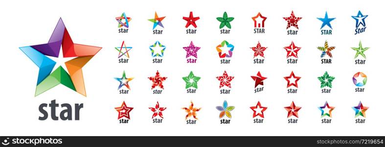 A set of vector logos with the image of a star on a white background.. A set of vector logos with the image of a star on a white background