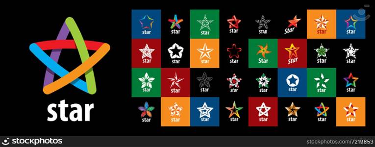 A set of vector logos with the image of a star on different colored backgrounds.. A set of vector logos with the image of a star on different colored backgrounds
