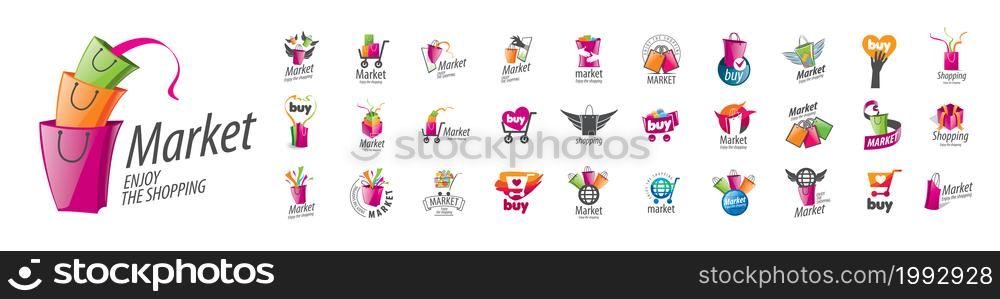 A set of vector Market logos on a white background.. A set of vector Market logos on a white background