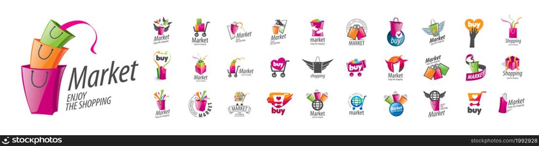 A set of vector Market logos on a white background.. A set of vector Market logos on a white background
