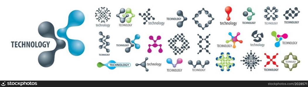 A set of vector technology logos on a white background.. A set of vector technology logos on a white background