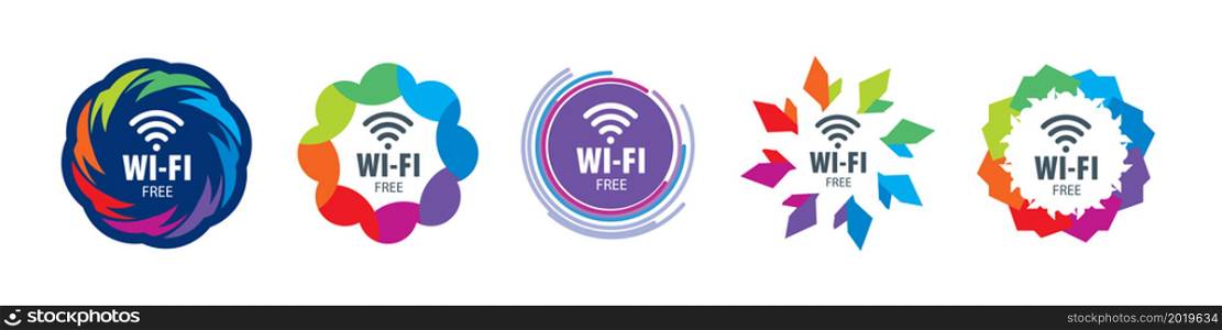 A set of vector Wi-Fi icons on a white background.. A set of vector Wi-Fi icons on a white background