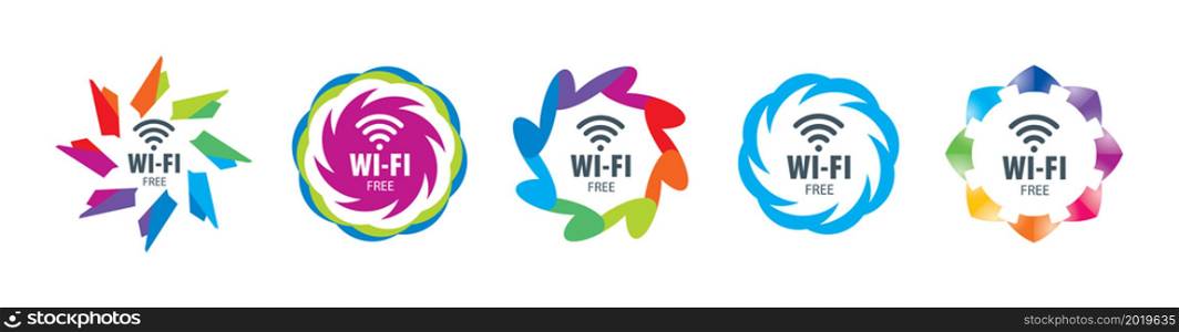 A set of vector Wi-Fi icons on a white background.. A set of vector Wi-Fi icons on a white background