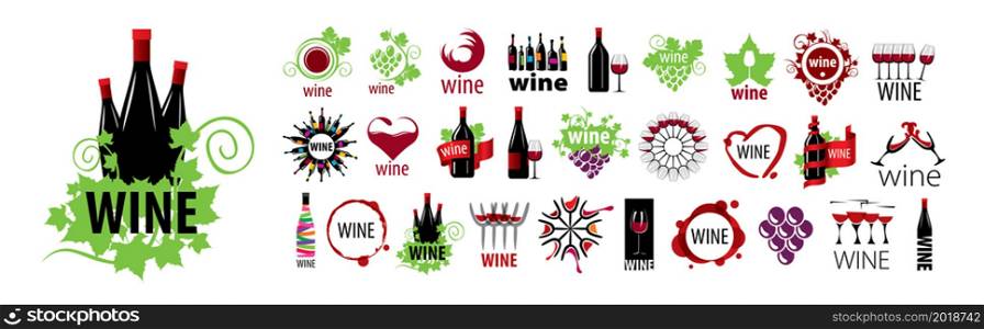 A set of vector Wine logos on a white background.. A set of vector Wine logos on a white background