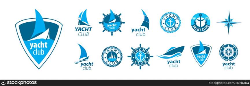 A set of vector Yacht logos on a white background.. A set of vector Yacht logos on a white background