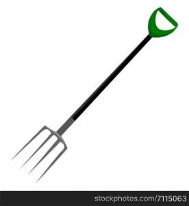 A sharp pitchfork with black and green handle vector color drawing or illustration