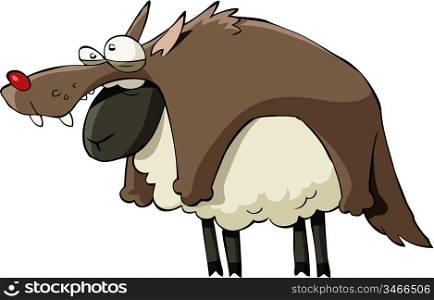 A sheep in wolf&acute;s clothing, vector illustration