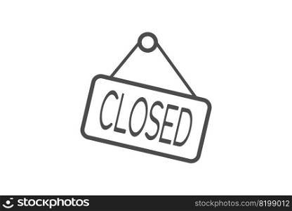 A sign with the inscription closed. A sign on a door or shop window. Flat style