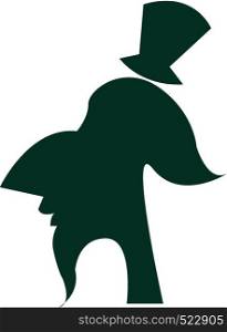 A silhouette of a man wearing a magician hat with a coat in his one hand vector color drawing or illustration