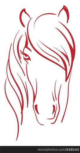 A silhouette of a red colored horse, vector, color drawing or illustration.