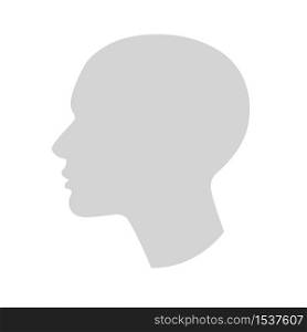 A silhouette of an anonymous human head in profile. Vector illustration of abstract concept of social element. Suitable for avatar, web design. Isolated on a white background.. A silhouette of an anonymous human head in profile