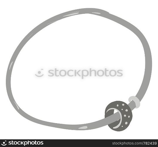 A silver bracelet with two rings attached, vector, color drawing or illustration.