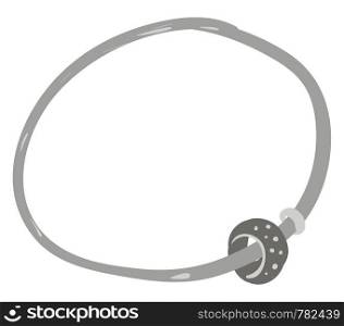 A silver bracelet with two rings attached, vector, color drawing or illustration.