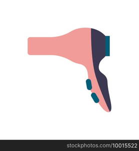 A simple flat hair dryer. Hair care tools for hairdressing salon and home. Vector isolated illustration on white background
