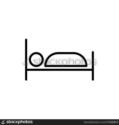 A single bed icon vector. A thin line sign. Isolated contour symbol illustration. A single bed icon vector. Isolated contour symbol illustration