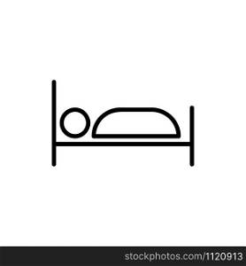 A single bed icon vector. A thin line sign. Isolated contour symbol illustration. A single bed icon vector. Isolated contour symbol illustration